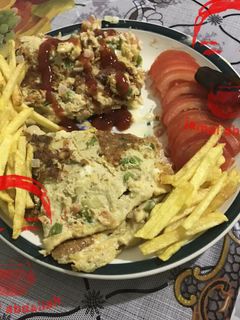 صورة لوصفة بيض بالخضرا والجبنة