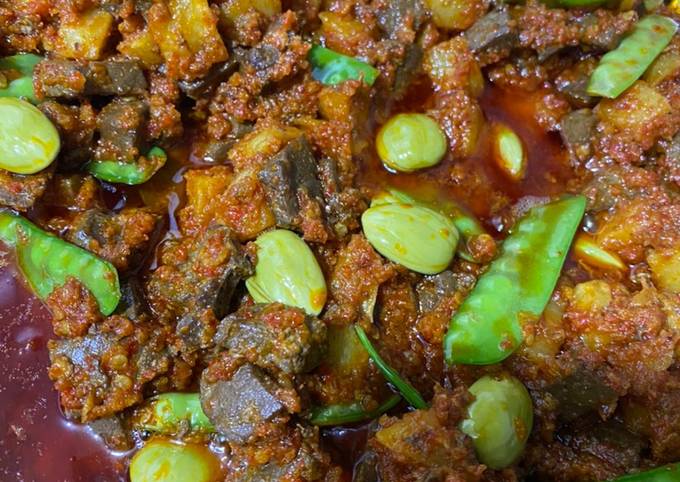 Standar Resep mudah buat Sambal goreng hati sapi kapri pete yang menggugah selera
