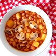 خوراک لوبیا چیتی با قارچ و سیب زمینی