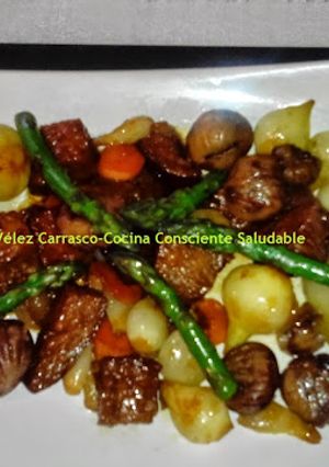 Foto principal de Seitán con castañas y espárragos