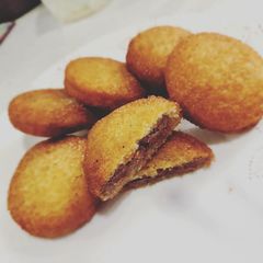 A picture of Chocolate filled donuts.