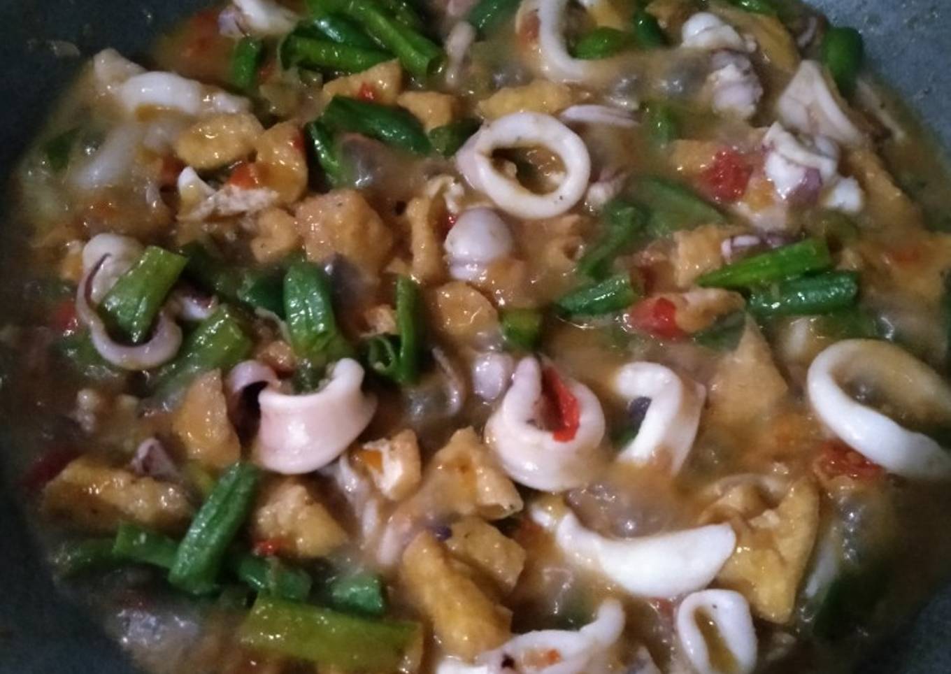 Tumis Cumi Tahu Kacang Panjang