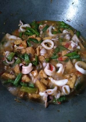 Foto resep Tumis Cumi Tahu Kacang Panjang