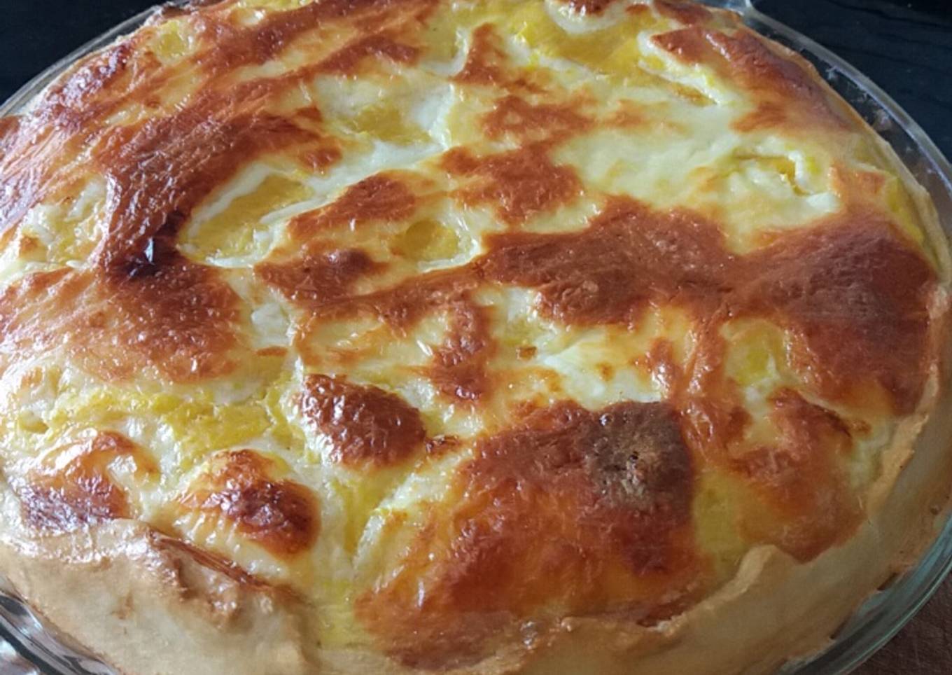 Tarta de espinaca y calabaza gratinada con queso