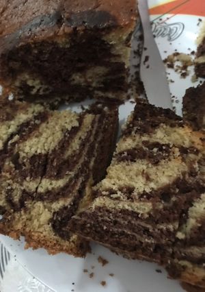 A picture of Zebra cake #endoftheyearchallenge.