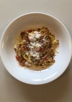 A picture of Shallot, Anchovy, Caper & Garlic Pasta.