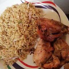 Fried rice with grilled chicken A picture of Fried rice with grilled chicken.