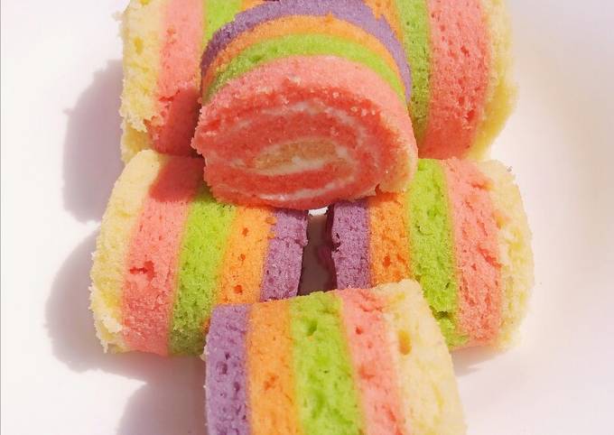 Recipe: Appetizing Mini Rainbow Roll Cake