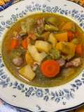 Vegetable and Bacon Soup with Spices