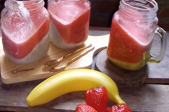 Bagaimana Menyiapkan Puding Pisang Lapis Selai Strawberry Sederhana Dan Enak