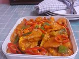 Tahu udang saus padang