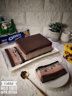 Foto resep 65. Puding Lapis Coklat Milo Oreo