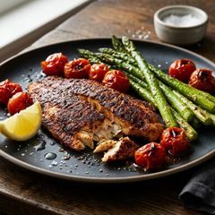 A picture of 🐟Tilapia Especiada con Espárragos Asados (Cena Fit en 15 Minutos).