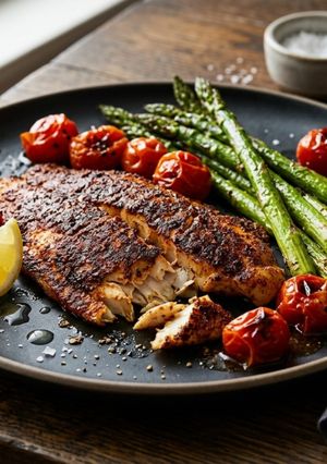 A picture of 🐟Tilapia Especiada con Espárragos Asados (Cena Fit en 15 Minutos).