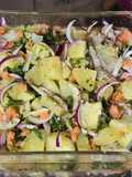 Ensalada de patatas, ahumados y espárragos