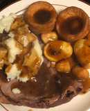 Roast Beef, Mash, Roast Potatoes and Yorkshire Puddings