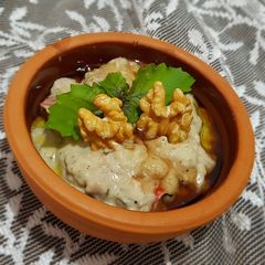 Moutabbal with basil and Pomegranate molasses #mycookbook A picture of Moutabbal with basil and Pomegranate molasses #mycookbook.