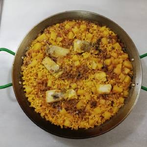 Paella de Bacalao, Cebolla y Patata