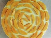 Una foto de cheesecake sin horno con grenetina
