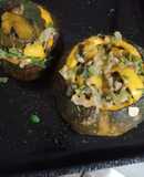 Calabaza rellena de carne picada y vegetales con queso