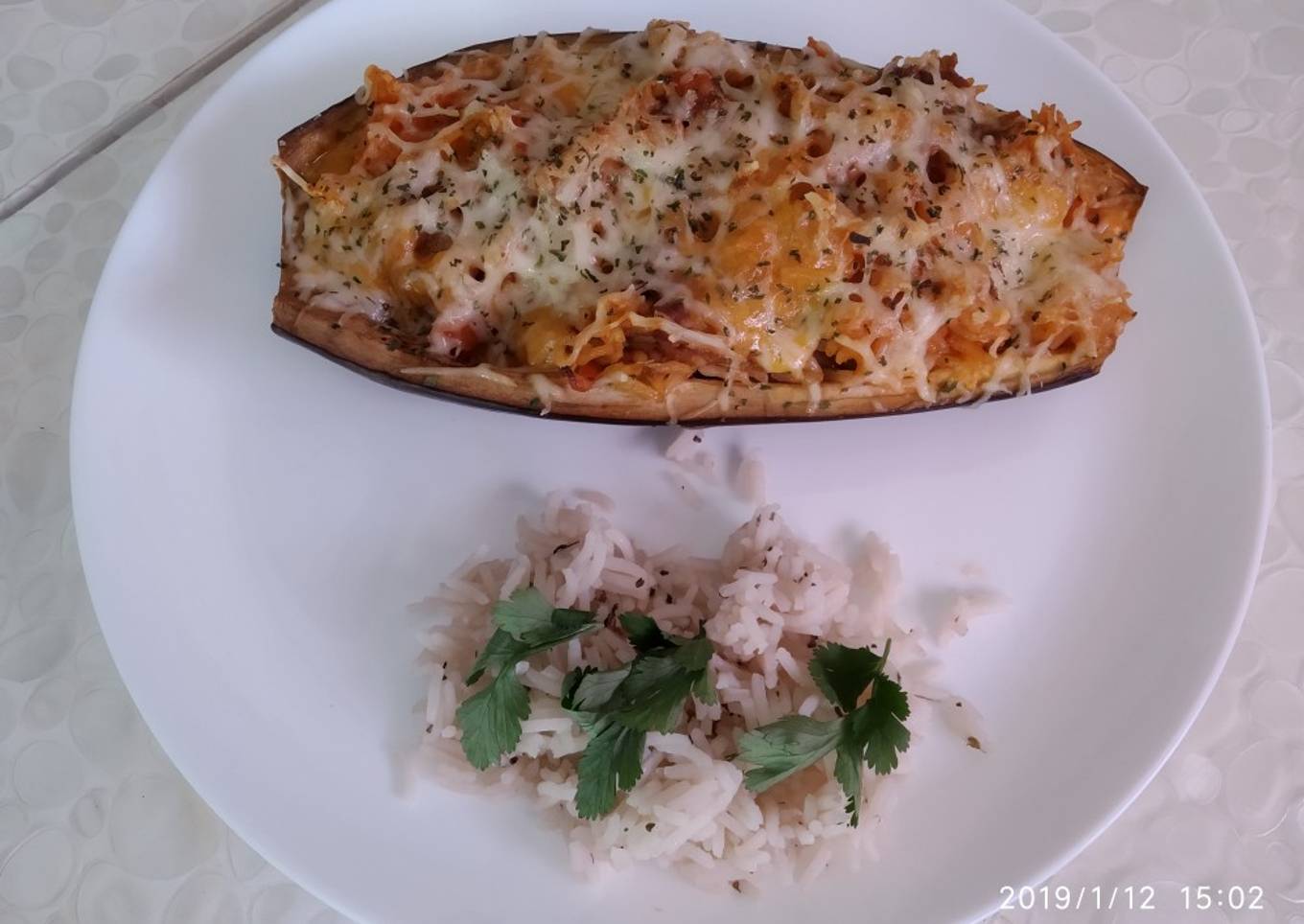 Berenjenas rellenas de arroz (vegetarianas)