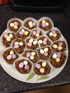 A picture of Easter egg nests.