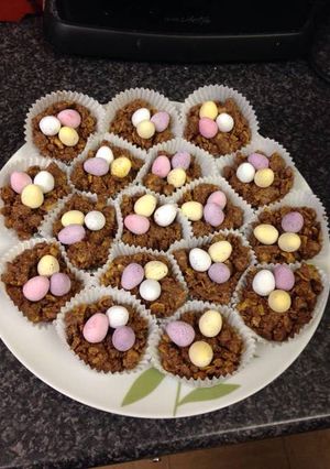 A picture of Easter egg nests.