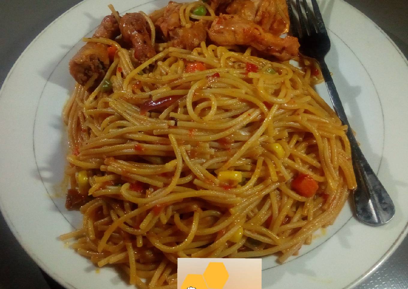 Mixed veggie Spaghetti and Sauté Chicken