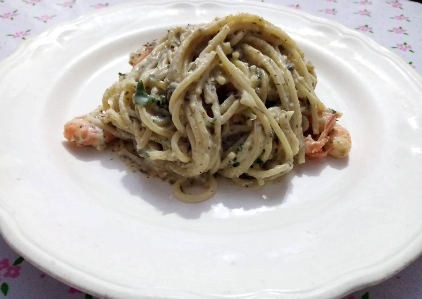 Spaghetti con camarones