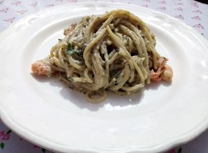 Una foto de Spaghetti con camarones