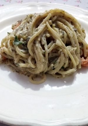 Una foto de Spaghetti con camarones
