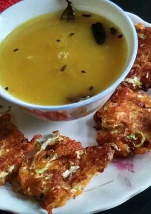 A picture of Cabbage Pakora With Dal.