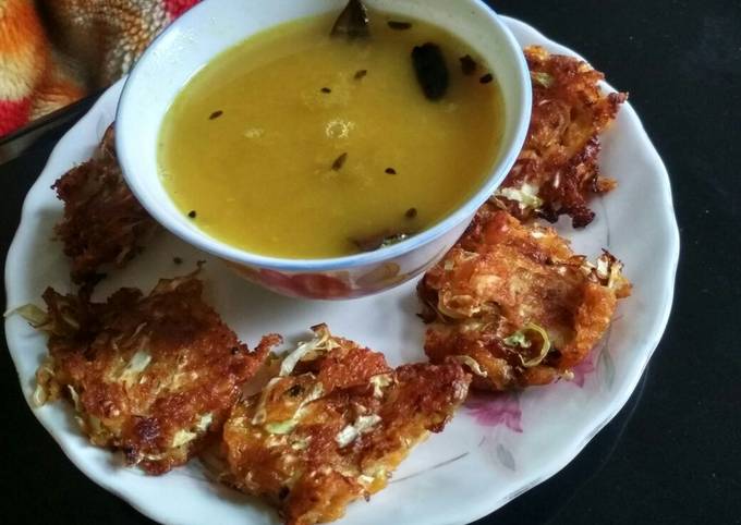 Cabbage Pakora With Dal