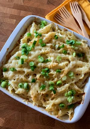 Une photo de ☆Gratin de Pâtes aux Tiges d'Oignons Nouveaux☆