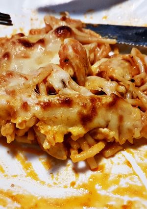 Una foto de Espaguetis gratinados