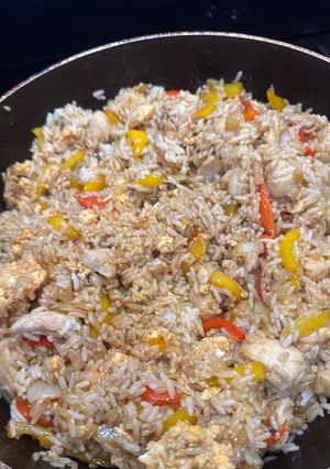 A picture of Chicken egg fried rice.