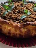 Tarta de queso quemada, con crumble de galletas, miel y chía