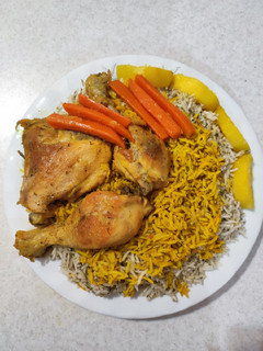 عکسی از دستور سبزی پلو با مرغ آبپز