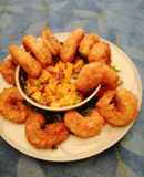 Camarones con coco y salsa de mango