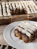 Postre entre capas. Chocolate, vainillas y nueces