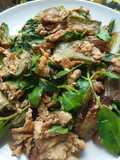 "มะเขือยาวผัดไข่ใบกะเพรา" Stir Fried Eggplant with Eggs&Basil