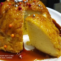 A picture of Eggless bread pudding.