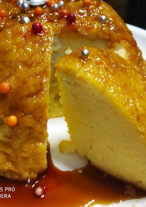 A picture of Eggless bread pudding.