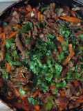 Chilli sliced Beef Mushroom In Red Pepper sauce