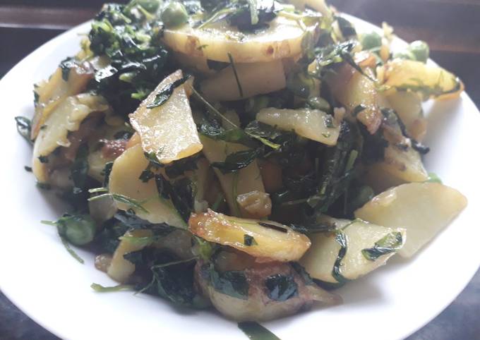 Recipe of Mario Batali Methi mutter aalu bhaji