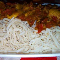 Taliyan hausa with fish sauce A picture of Taliyan hausa with fish sauce.