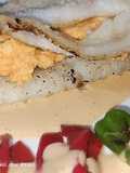 Bocadillo de filete de gallo, relleno de paté de langostinos