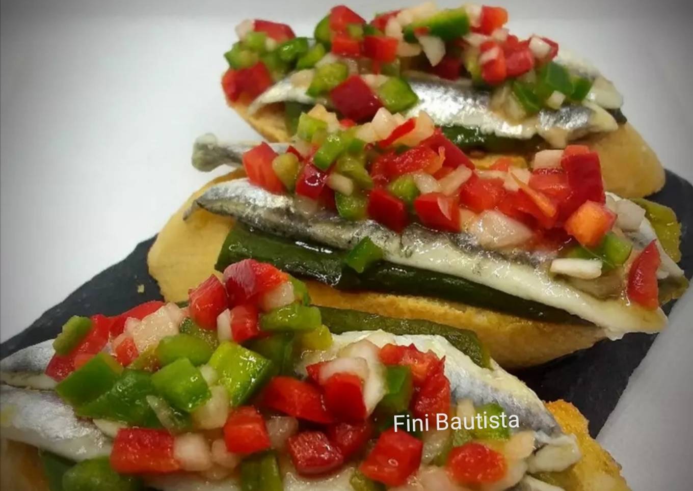 Pincho o tapa de pimiento y Boquerón