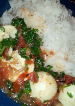 A picture of Simple and easy egg curry with rice.