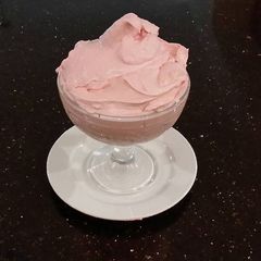 A picture of Whipped White Chocolate Raspberry Ganache Frosting and Filling.